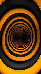 Abstract orange and black swirling tunnel background; hypnotic illusion; website design