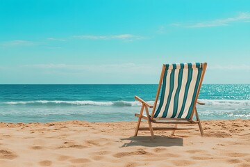 Obraz premium chairs and umbrella on the beach , Generative AI 