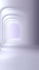 Fototapeta premium Abstract white arched hallway, light at the end, smooth surface, modern design, background for website