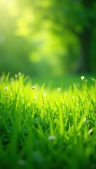 Soft, lush grass, vibrant green, sun-dappled meadow , green, plant