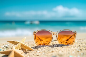 sun glasses on the beach , Generative AI	