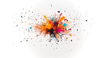 Colorful explosion of shapes creating dynamic artistic effect in high resolution
