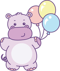 Cute hippo vector icon. Funny baby hippo animal series stock illustration. life of fluffy hippo designs.