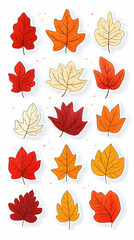 Fototapeta premium Autumn leaves collection, fall foliage, design elements, craft supplies, seasonal decoration