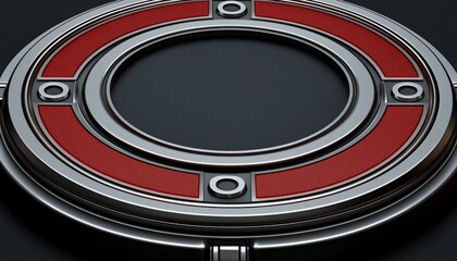 Red and Silver Circular Abstract Design