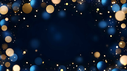 Blue and gold bokeh festive background, ideal for holiday greeting cards or websites