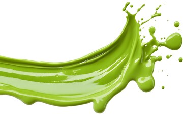 Vibrant green paint fluid flowing on a white background, creates a visual effect, generative AI