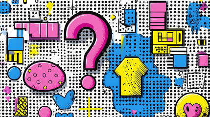 Obraz premium Colorful abstract shapes question mark design background