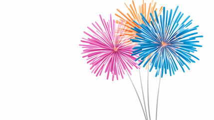 Colorful fireworks exploding against a white background, perfect for celebration cards or websites