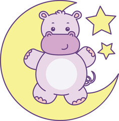 Fototapeta premium Cute hippo vector icon. Funny baby hippo animal series stock illustration. life of fluffy hippo designs.