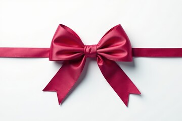 Fototapeta premium A perfectly formed bow tied neatly on a single string, against a pure white background , macro, design element