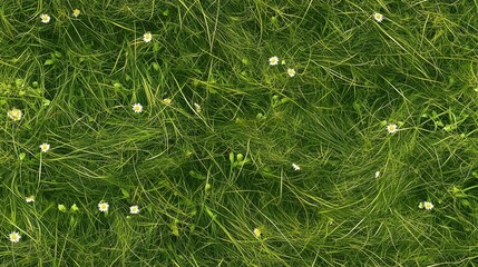 A seamless top-down view of lush summer grass, rich seamless texture with uniformity and detail