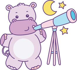 Cute hippo vector icon. Funny baby hippo animal series stock illustration. life of fluffy hippo designs.