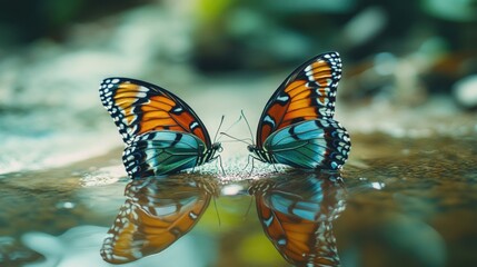 Fototapeta premium Butterflies at Water Puddle