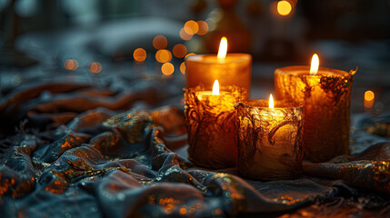 Golden silk candle holders
