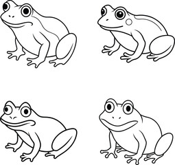 Coloring page book for kids Frog line art illustration.