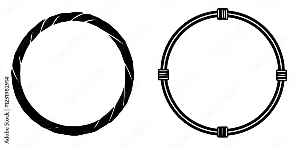 Poster two distinct circular designs showcasing a twisted rope pattern and a simplified ring style