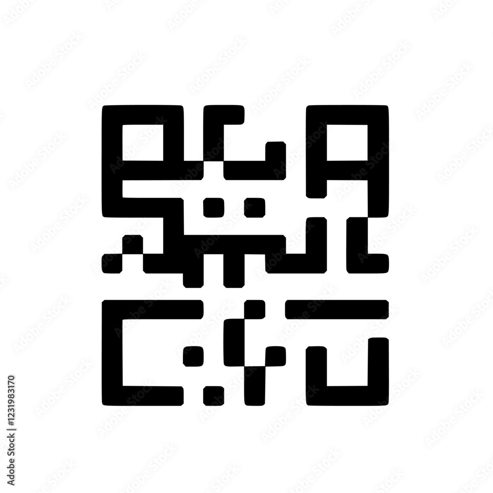 Poster unique qr code design featuring abstract shapes and patterns suitable for digital interaction and sc