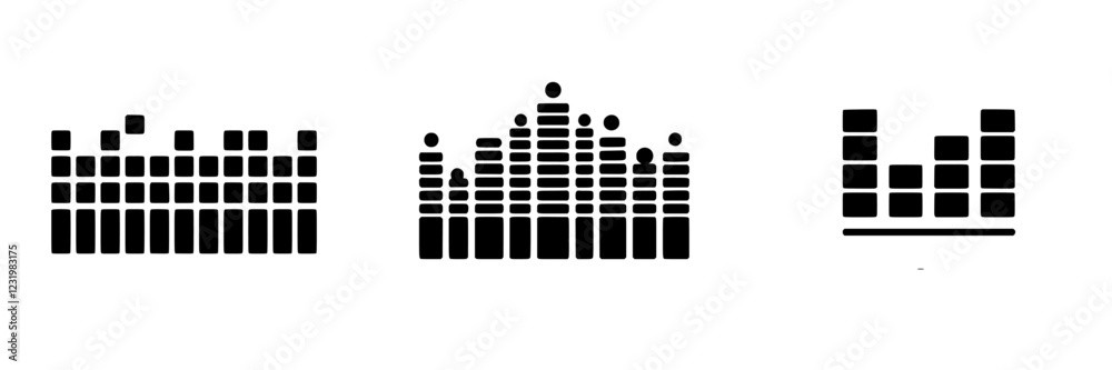 Poster Abstract design of sound waveforms displayed in three unique styles highlighting rhythm and frequency