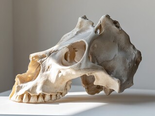Close-up of skull on table