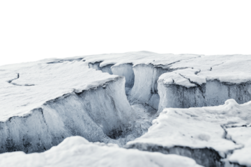 frozen tundra with permafrost cracks isolated on white transparent background