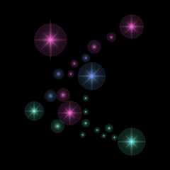 Magic lights on the black background