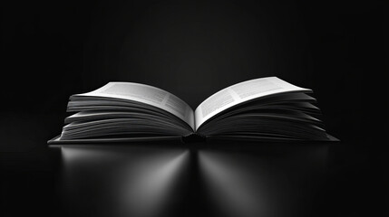 Template of blank paper book with black cover. Vector realistic mock up of 3d standing and lying closed catalog, big textbook, diary or dictionary with empty hardcover