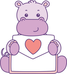 Cute hippo vector icon. Funny baby hippo animal series stock illustration. life of fluffy hippo designs.