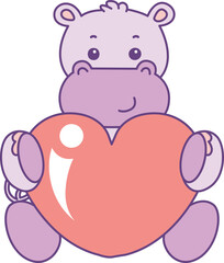 Fototapeta premium Cute hippo vector icon. Funny baby hippo animal series stock illustration. life of fluffy hippo designs.