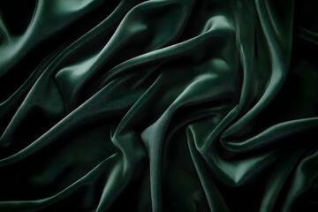 Fototapeta premium Dark green silk fabric texture background