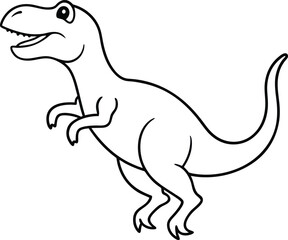 Coloring page book for kids jumping Dinosaur line art illustration