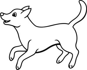 Coloring page book for kids jumping Dog line art illustration