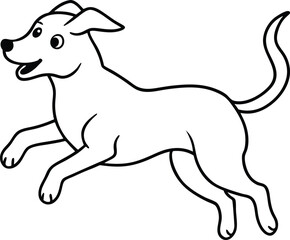  Coloring page book for kids jumping Dog line art illustration