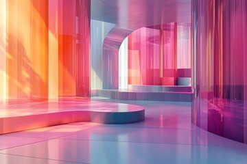 Geometric translucent composition, 3D render, Generative AI