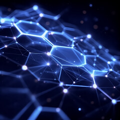 Obraz premium Abstract Blue Hexagon Network with Glowing Connections and a Technological Feel