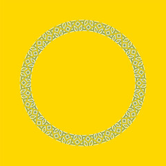 Vector illustration of round frame Ukrainian ornament in ethnic style, identity, vyshyvanka, embroidery for print clothes, websites, banners. Background. Geometric design, copy space, frame