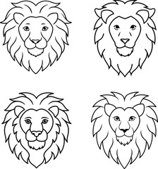 Coloring page with Head of Lion line art illustration