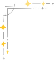 Decorative corner with sparkles and lines border color clipart