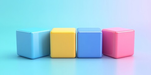 Obraz premium Abstract colorful cubes, geometric design, 3d render, Generative AI