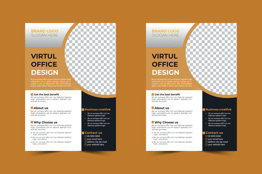Sleek business flyer design and engaging, using geometric elements, color blocking, and readable fonts.