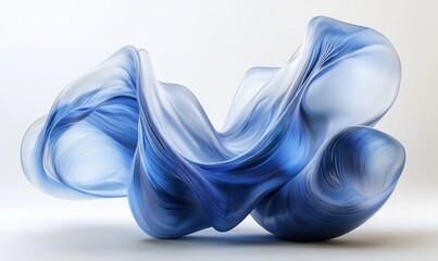 Fototapeta premium Abstract blue waves, iridescent design, 3d render, Generative AI