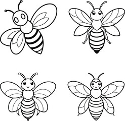 Coloring page with useful for kids Bee animal line art illustration