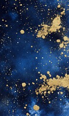 Fototapeta premium Dark blue starry night sky with gold glitter, ideal for cosmic backgrounds