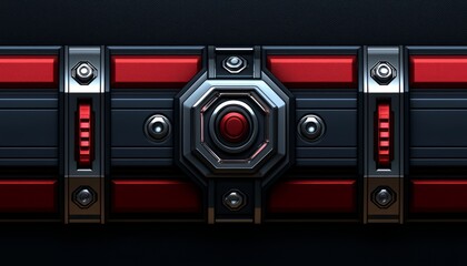 Fototapeta premium Abstract Red And Black Metallic Control Panel Design