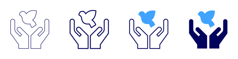 Obraz premium Peace bird icon in 4 different styles. Thin Line, Line, Bold, and Bold Line. Duotone style. Editable stroke