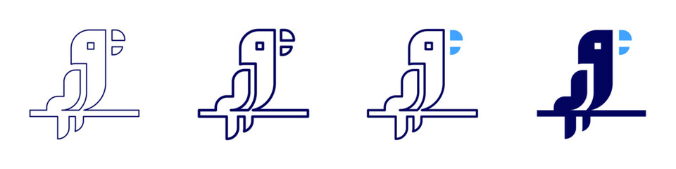 Parrot icon in 4 different styles. Thin Line, Line, Bold, and Bold Line. Duotone style. Editable stroke