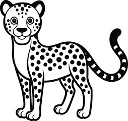 Fototapeta premium Coloring pages animals cute Cheetah silhouette illustration