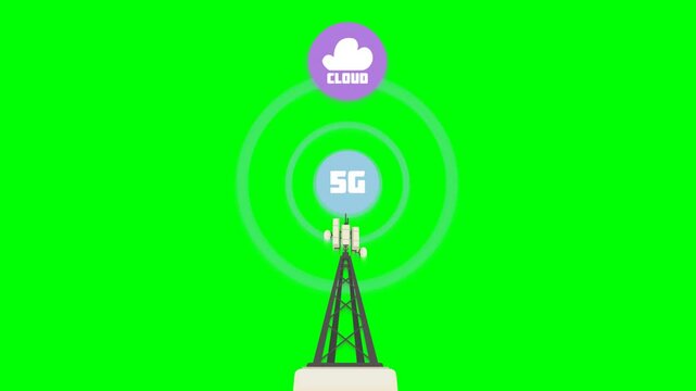Vector animation of  Towers that transmit 5G signals. Good for Elements related to tectology, etc.