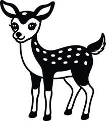 Coloring pages animals cute Deer line art illustration