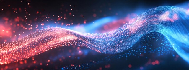 Obraz premium Digital background in dark colors with bright lights. Suitable for neural networks, technological processes, digital archives, artificial intelligence, graphic presentations, science, advertising 